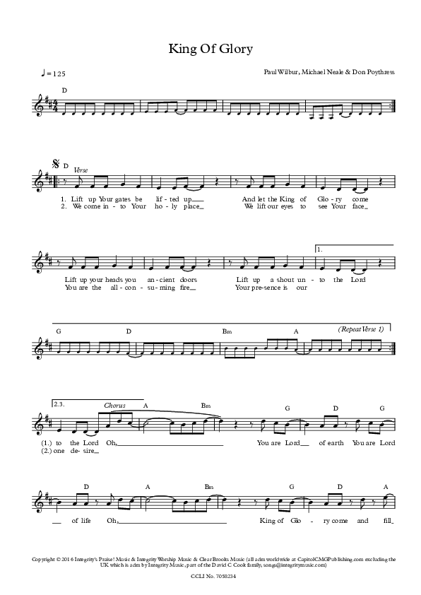 King Of Glory Lead Sheet (Paul Wilbur)