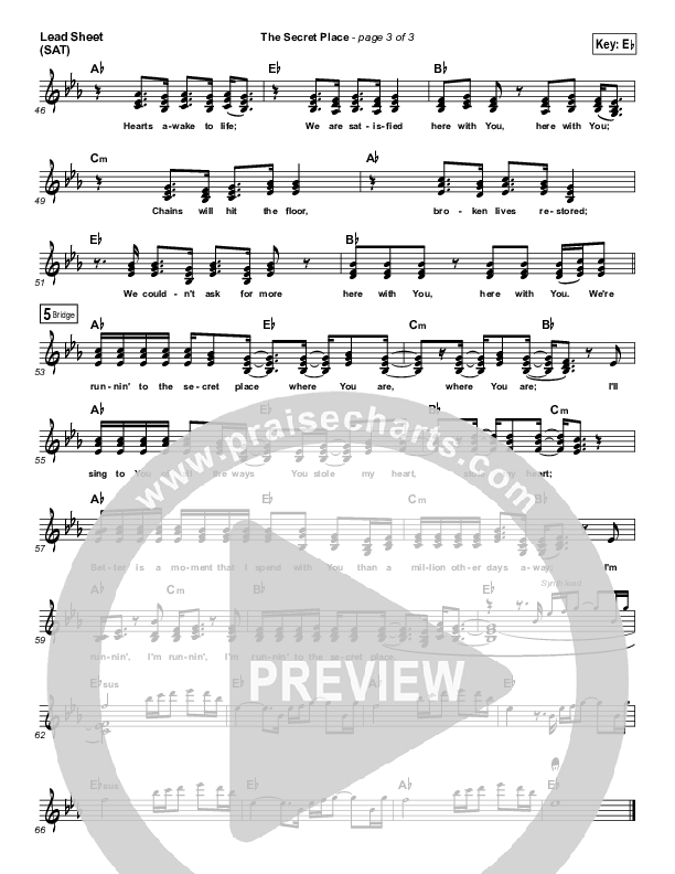 The Secret Place Lead Sheet (SAT) (Phil Wickham / Madison Cunningham)