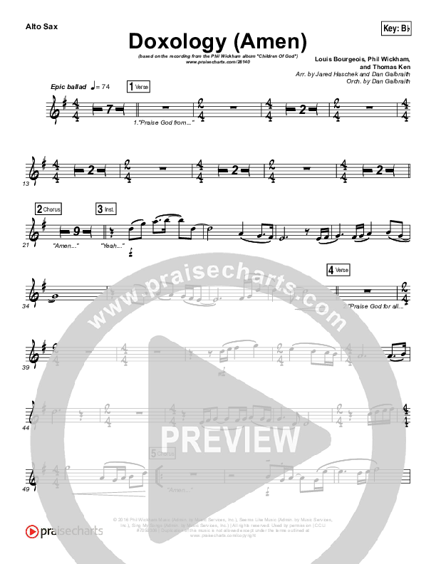 Doxology (Amen) Alto Sax (Phil Wickham)