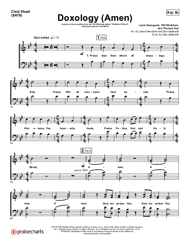 Doxology (Amen) Choir Vocals (SATB) (Phil Wickham)