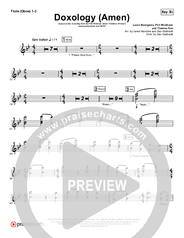 Doxology (Amen) Flute/Oboe 1/2/3 (Phil Wickham)
