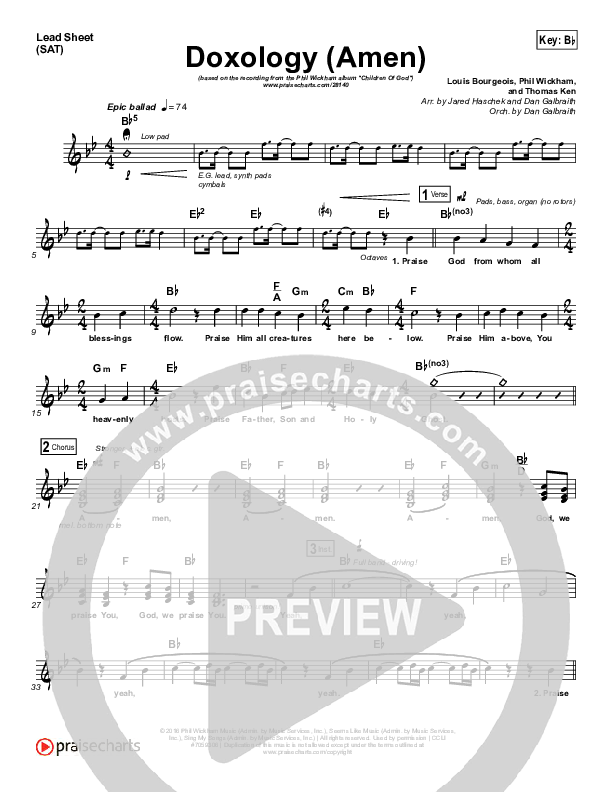 Doxology (Amen) Lead Sheet (SAT) (Phil Wickham)