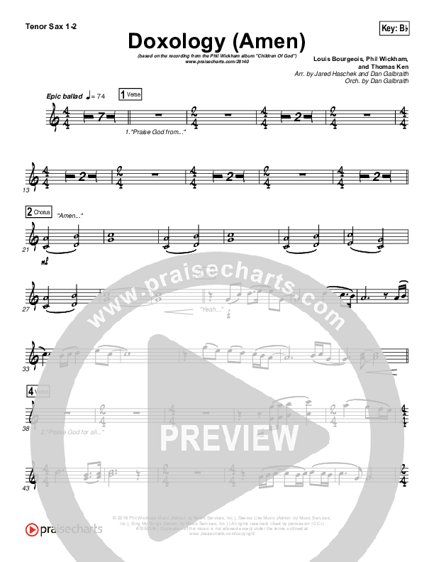 Doxology (Amen) Tenor Sax 1/2 (Phil Wickham)