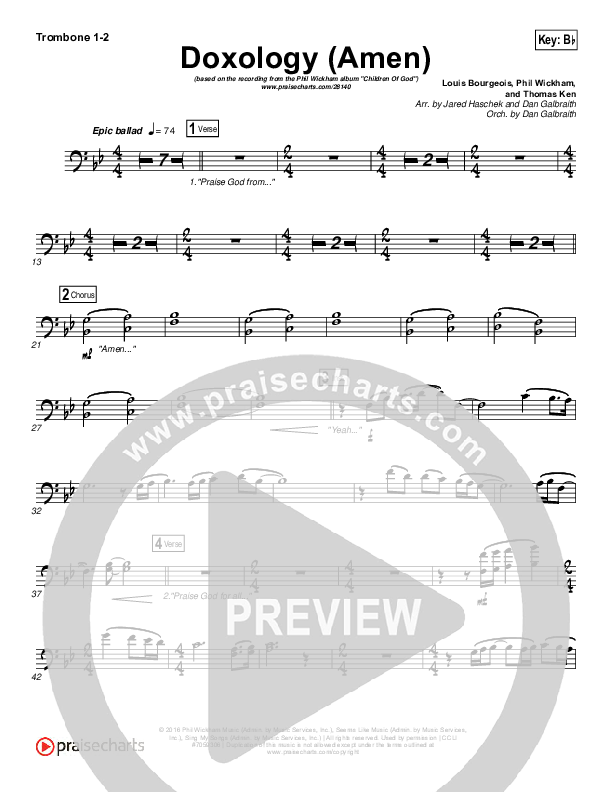 Doxology (Amen) Trombone 1/2 (Phil Wickham)