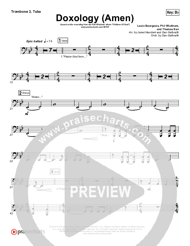 Doxology (Amen) Trombone 3/Tuba (Phil Wickham)