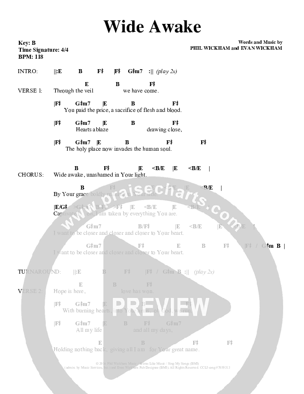 Wide Awake Chords & Lyrics (Phil Wickham)