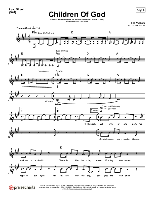 Children Of God Lead Sheet (Phil Wickham)