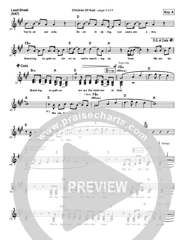 Children Of God Lead Sheet (Phil Wickham)