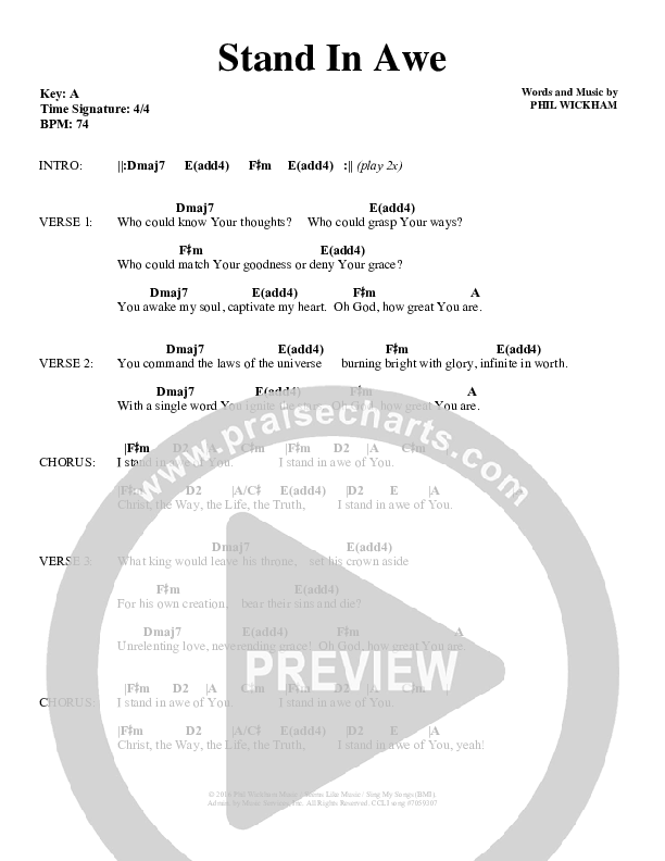 Stand In Awe Chords & Lyrics (Phil Wickham)