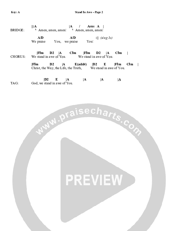 Stand In Awe Chords & Lyrics (Phil Wickham)