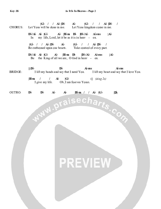As It Is In Heaven Chords & Lyrics (Phil Wickham)