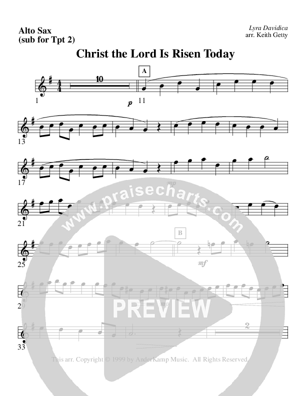 Christ The Lord Is Risen Today (Instrumental) Alto Sax (AnderKamp Music)