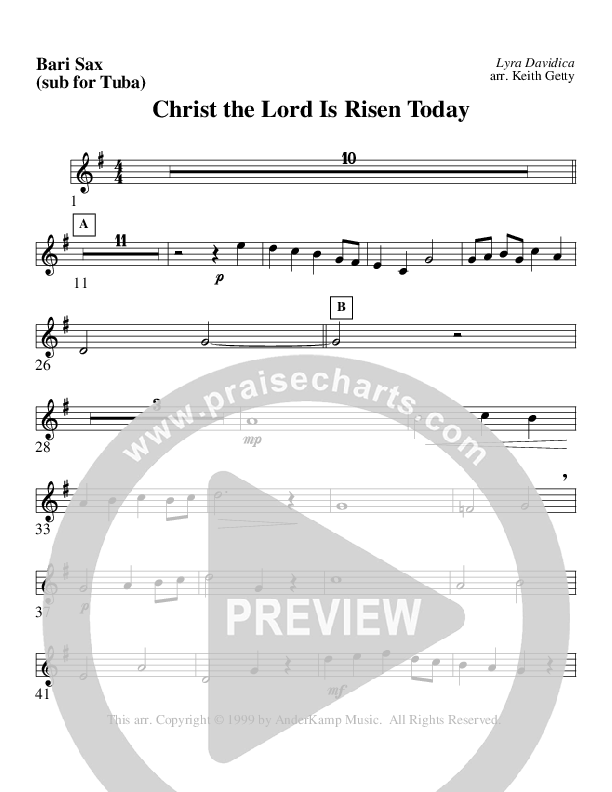 Christ The Lord Is Risen Today (Instrumental) Bari Sax (AnderKamp Music)
