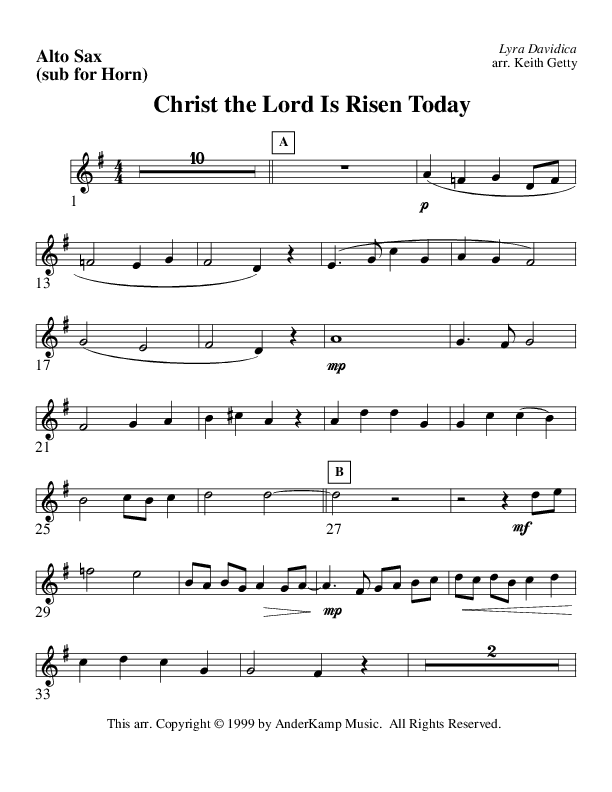 Christ The Lord Is Risen Today (Instrumental) Substitute Parts (AnderKamp Music)