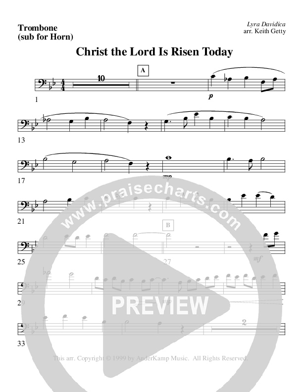 Christ The Lord Is Risen Today (Instrumental) Substitute Parts (AnderKamp Music)