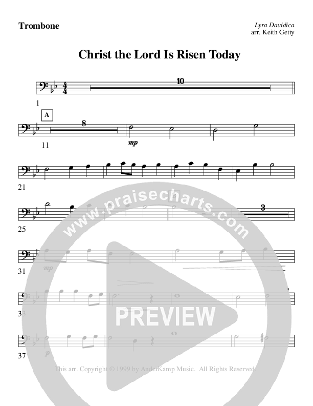 Christ The Lord Is Risen Today (Instrumental) Trombone (AnderKamp Music)