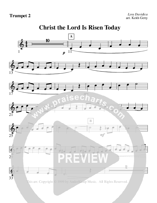 Christ The Lord Is Risen Today (Instrumental) Trumpet 2 (AnderKamp Music)