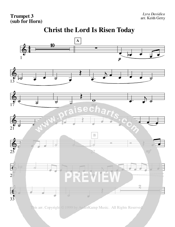 Christ The Lord Is Risen Today (Instrumental) Trumpet 3 (AnderKamp Music)