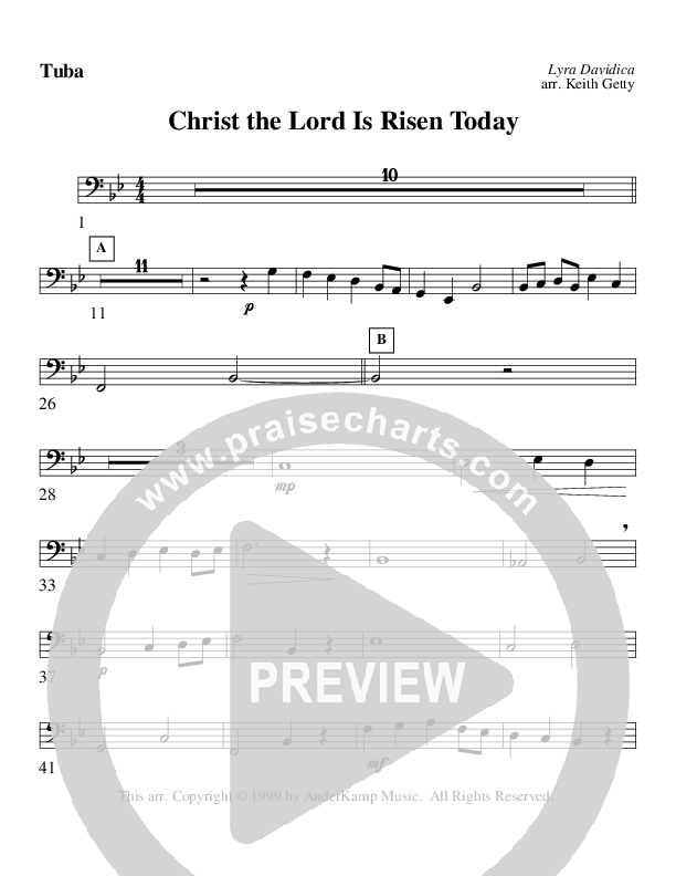 Christ The Lord Is Risen Today (Instrumental) Tuba (AnderKamp Music)