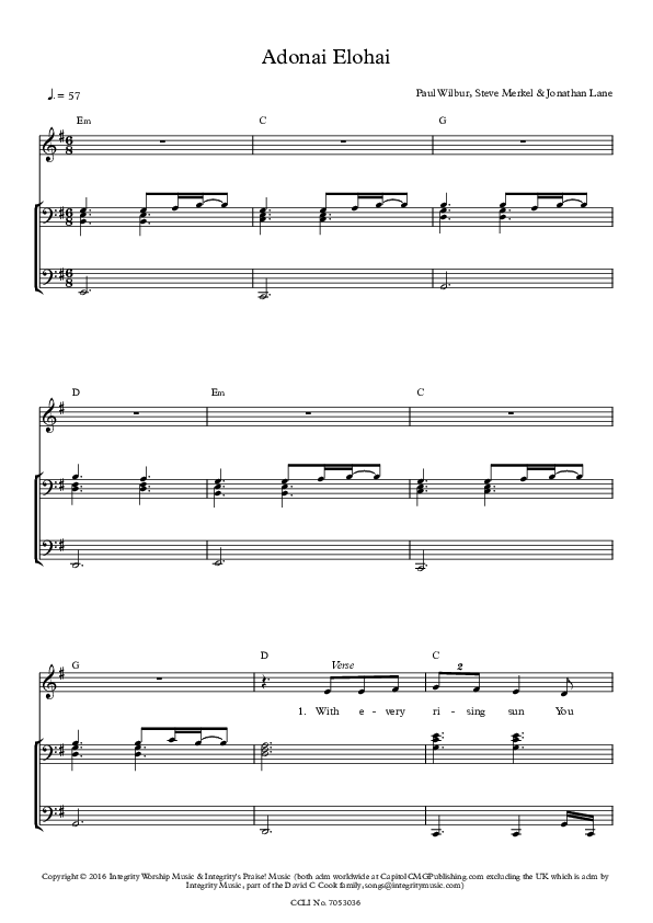 Adonai Elohai Piano/Vocal (SAT) (Paul Wilbur)
