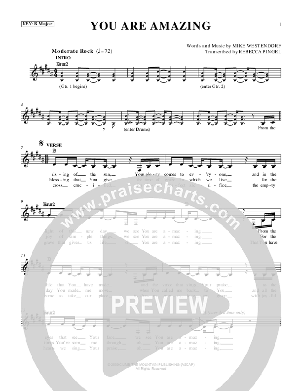 You Are Amazing Lead Sheet (Mike Westendorf)