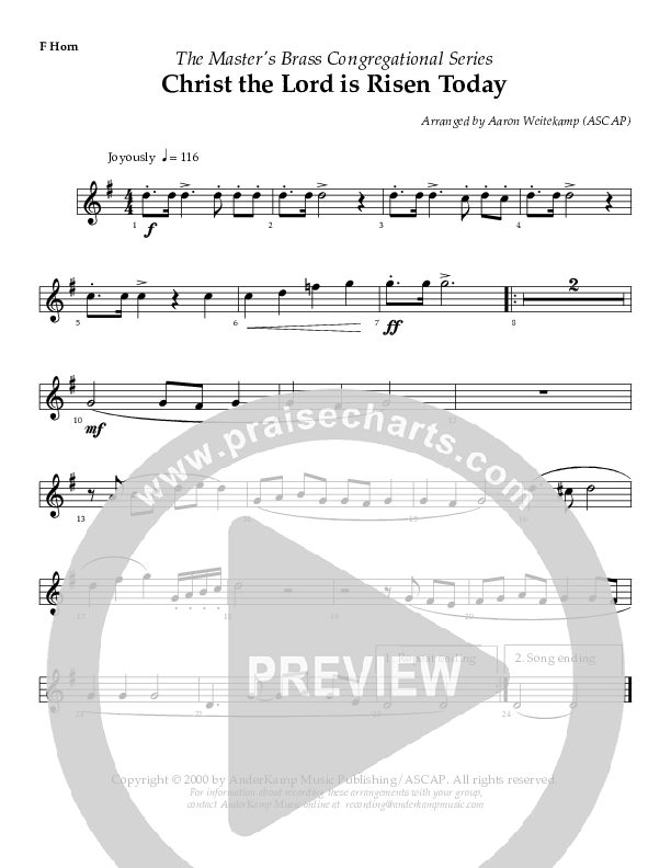 Christ The Lord Is Risen Today French Horn ()