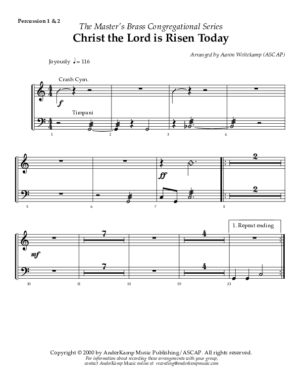 Christ The Lord Is Risen Today Percussion 1/2 ()