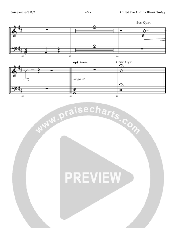Christ The Lord Is Risen Today Percussion 1/2 ()