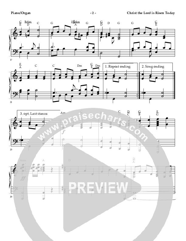 Christ The Lord Is Risen Today Piano Sheet ()
