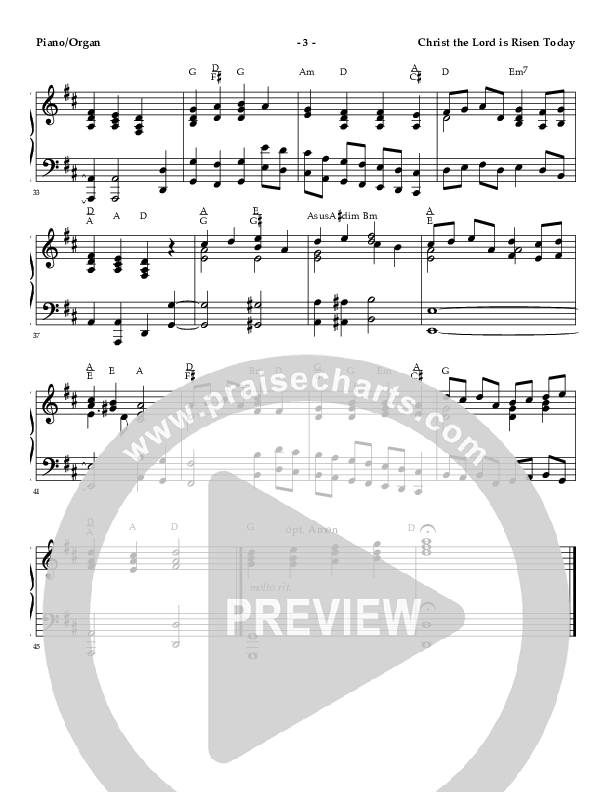 Christ The Lord Is Risen Today Piano Sheet ()