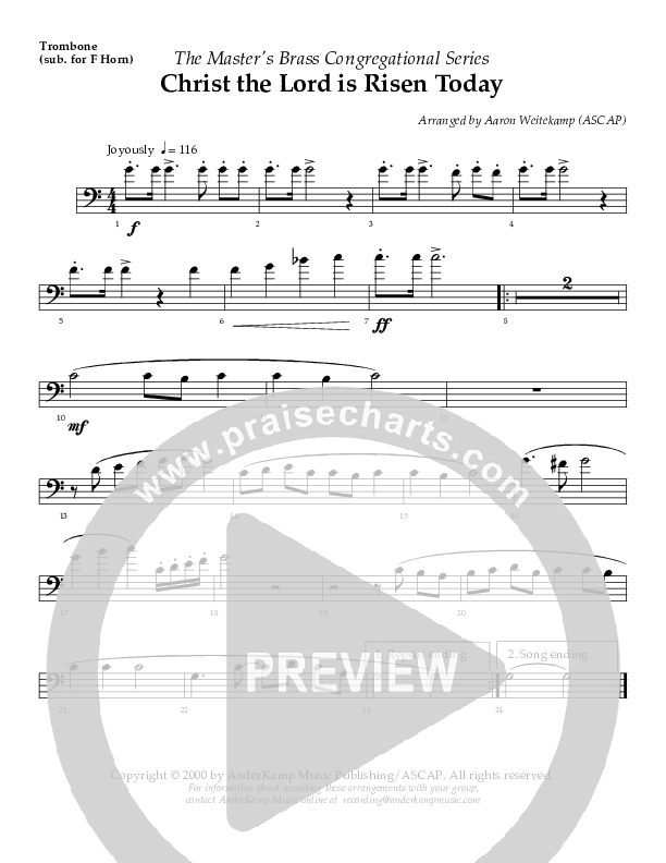 Christ The Lord Is Risen Today Trombone ()