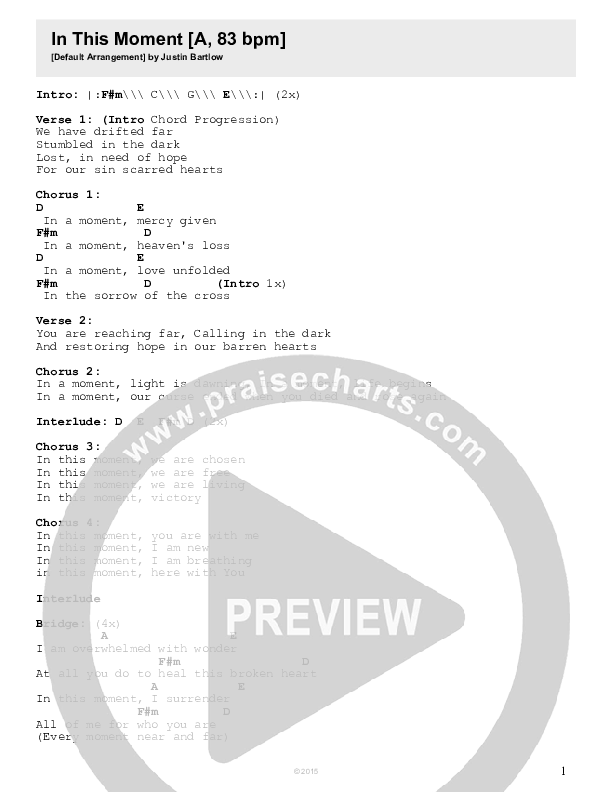 In This Moment Chords & Lyrics (Justin Bartlow)