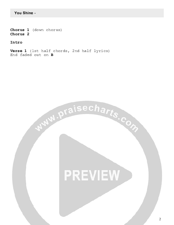 You Shine Chords & Lyrics (Justin Bartlow)