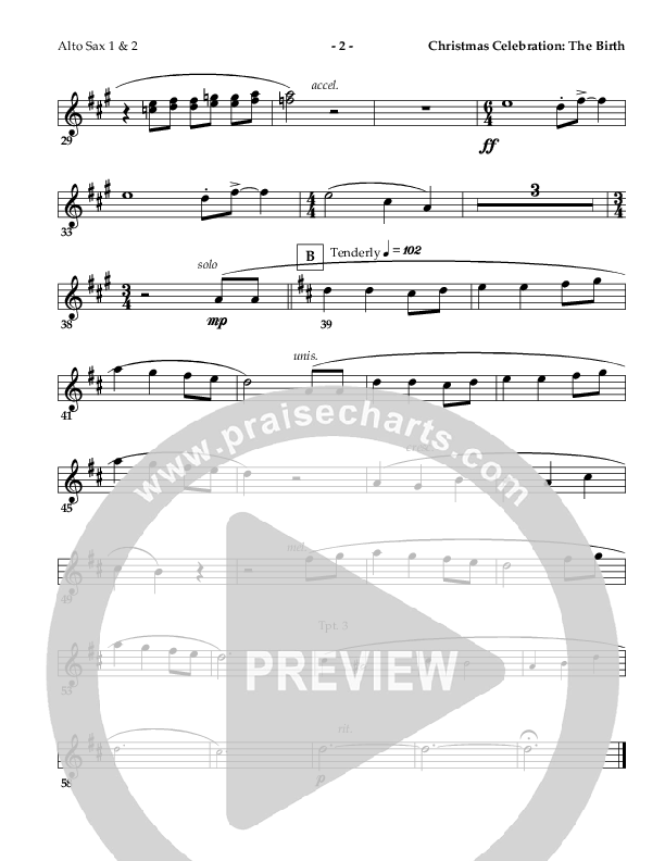 Christmas Celebration - The Birth (with Infant Holy Infant Lowly) (Instrumental) Alto Sax 1/2 ()