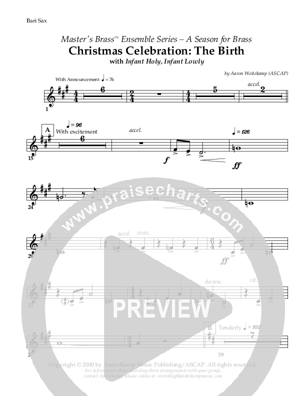 Christmas Celebration - The Birth (with Infant Holy Infant Lowly) (Instrumental) Bari Sax ()