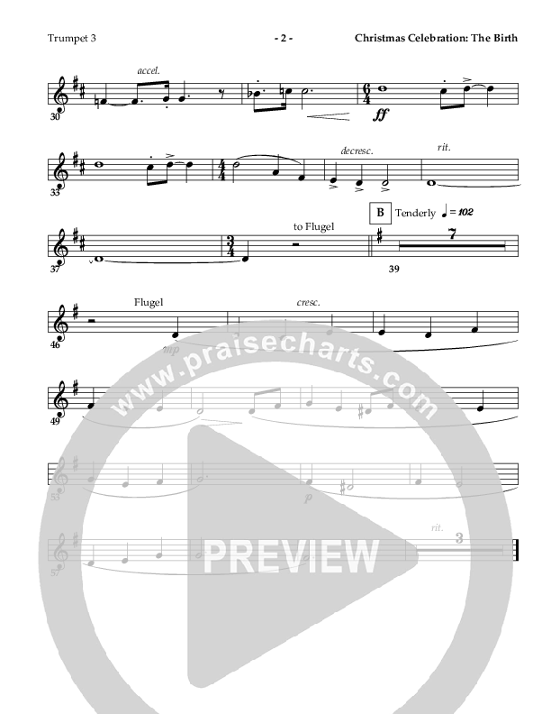 Christmas Celebration - The Birth (with Infant Holy Infant Lowly) (Instrumental) Trumpet 3 ()