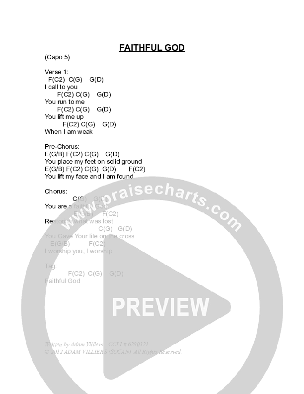 Faithful God Chords & Lyrics (Adam Villiers)