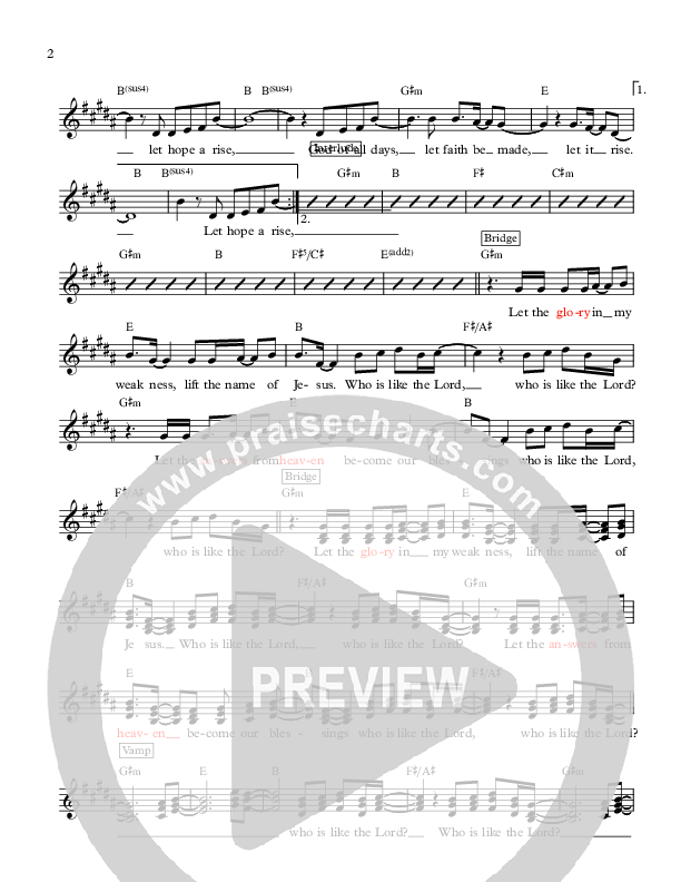 Let Hope Arise Lead Sheet (Keith Pace)