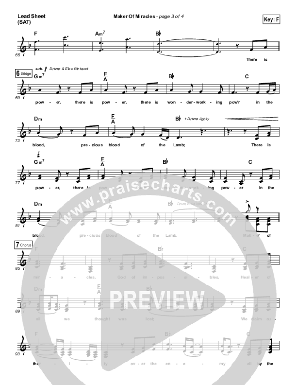 Maker Of Miracles Lead Sheet (SAT) (Austin & Lindsey Adamec)