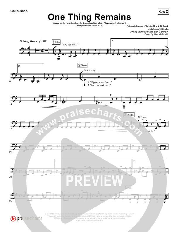 One Thing Remains Cello/Bass (Israel Houghton)