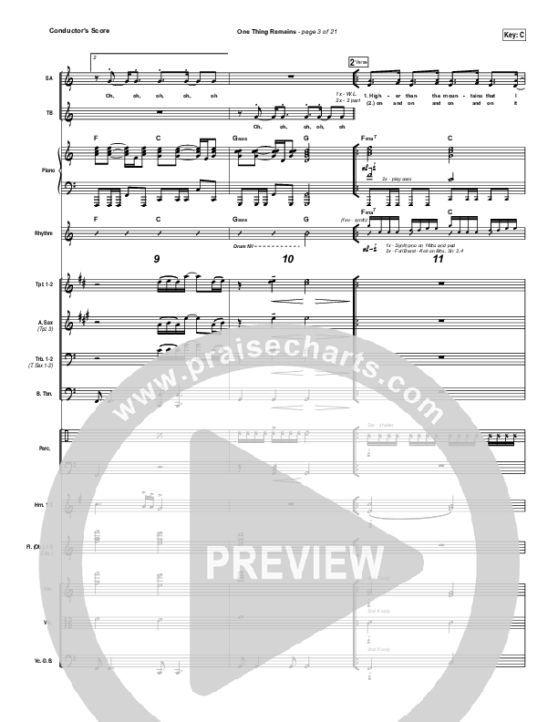 One Thing Remains Conductor's Score (Israel Houghton)