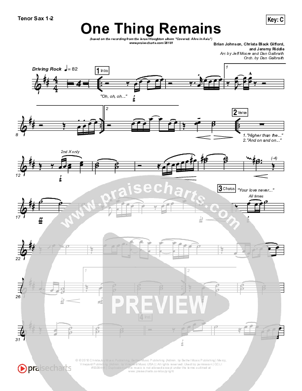 One Thing Remains Tenor Sax 1/2 (Israel Houghton)