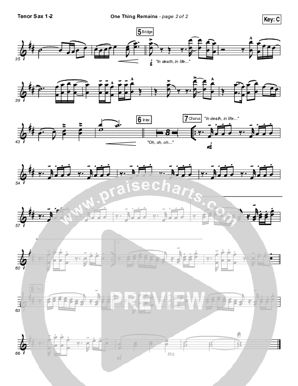 One Thing Remains Tenor Sax 1/2 (Israel Houghton)