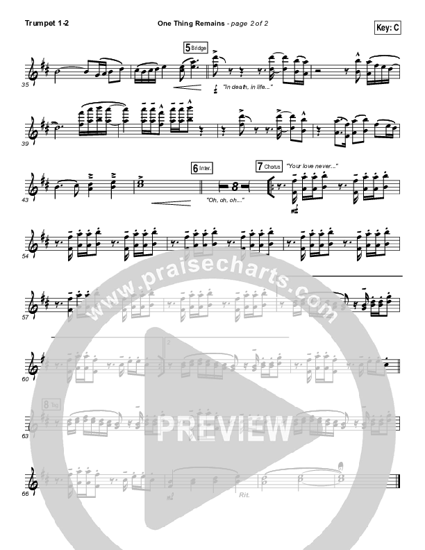 One Thing Remains Trumpet 1,2 (Israel Houghton)