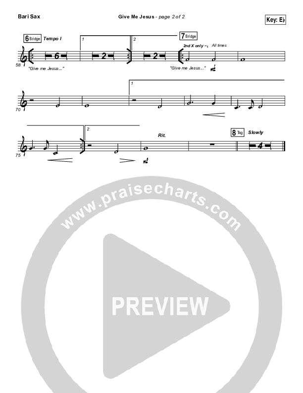 Give Me Jesus Bari Sax (Danny Gokey)