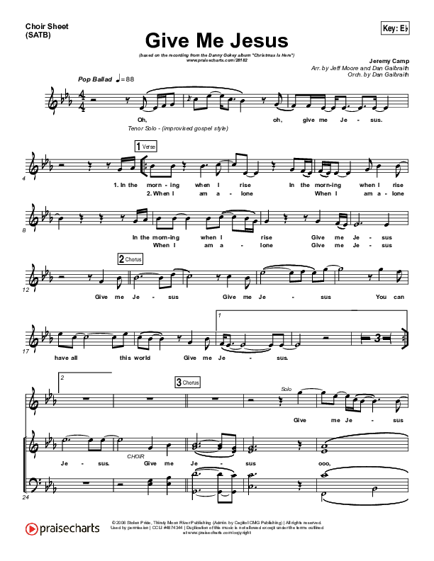 Give Me Jesus Choir Sheet (SATB) (Danny Gokey)