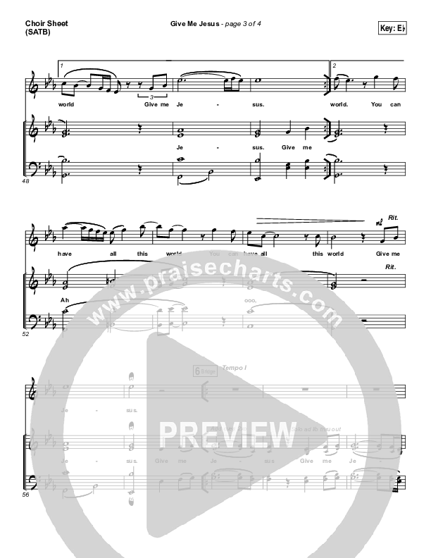 Give Me Jesus Choir Sheet (SATB) (Danny Gokey)