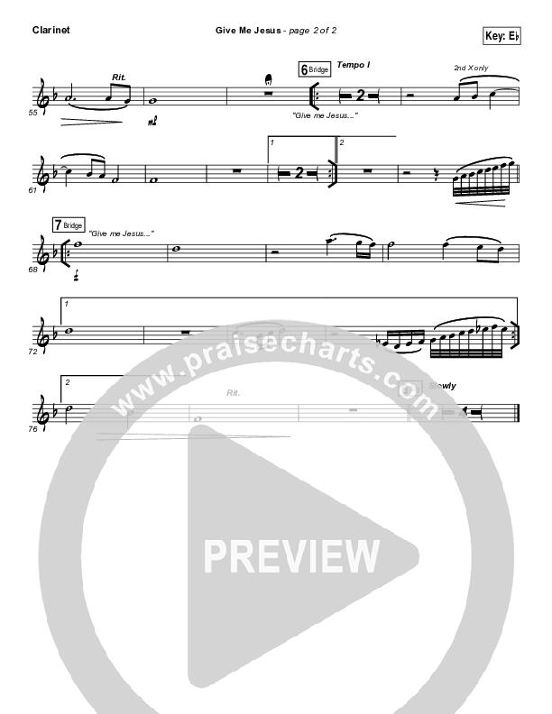 Give Me Jesus Clarinet (Danny Gokey)