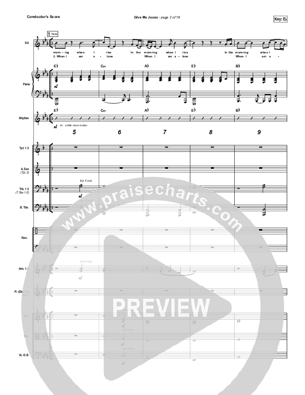 Give Me Jesus Conductor's Score (Danny Gokey)