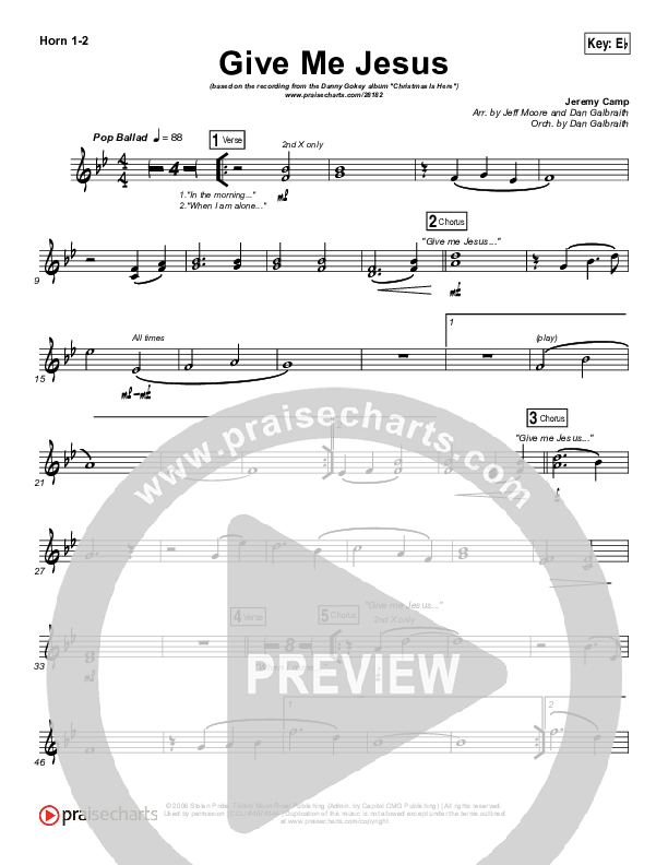 Give Me Jesus French Horn 1/2 (Danny Gokey)